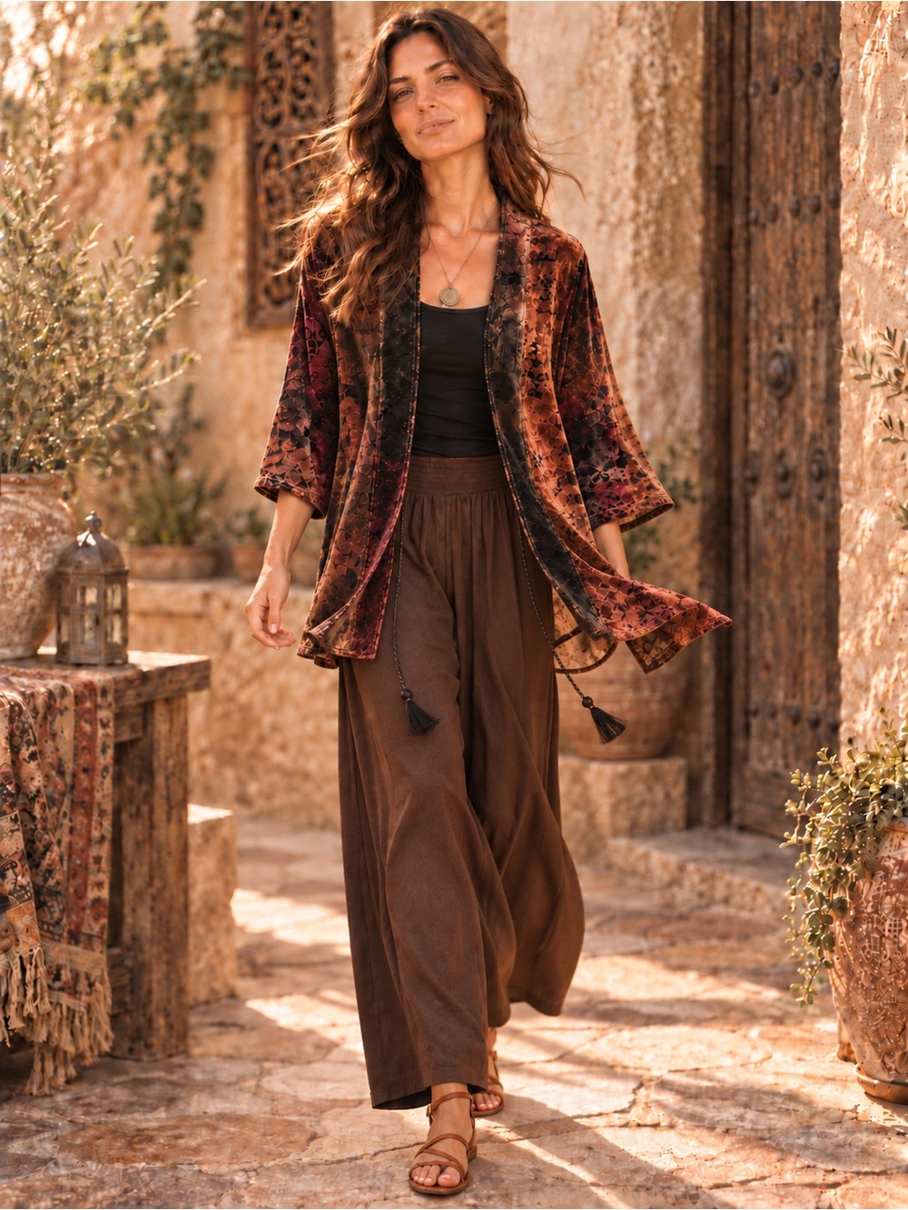 Chico's Velvet Kimono Geisha Burnout 2